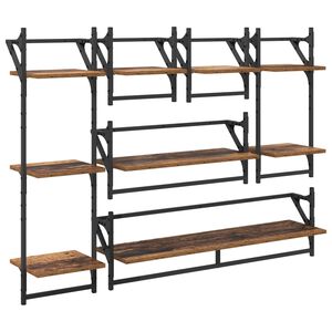 vidaXL Set rafturi de perete 6 buc. Lemn Vechi 100 x 25 x 30 cm