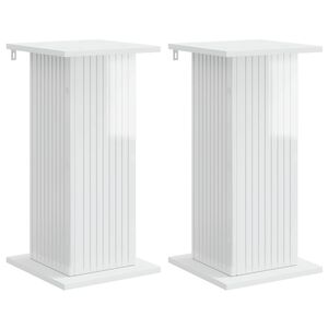 vidaXL Suport pentru plante 2 pcs Alb foarte lucios Lemn prelucrat
