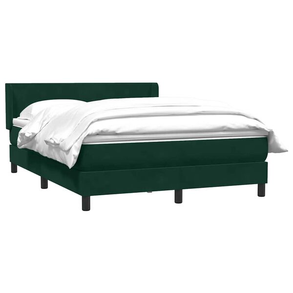 vidaXL Pat box spring cu saltea, verde &icirc;nchis, 160x220 cm, catifea