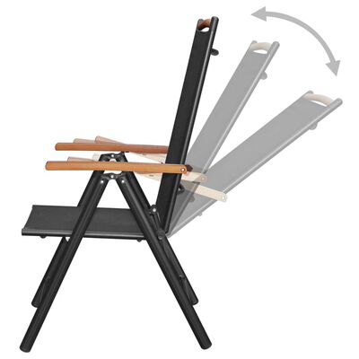 vidaXL Set mobilier exterior, scaune pliante, 9 piese, negru, aluminiu