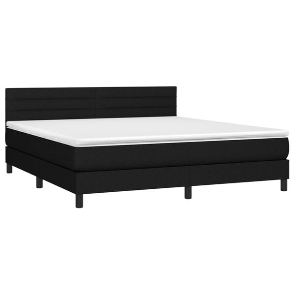 vidaXL Pat box spring cu saltea, negru, 180x200 cm, catifea