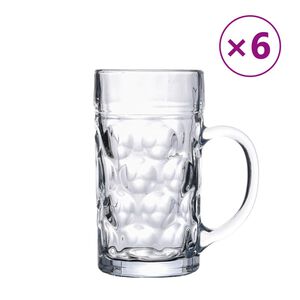 vidaXL Halbe de bere cu mâner din sticlă, 6 buc., 1000 ml