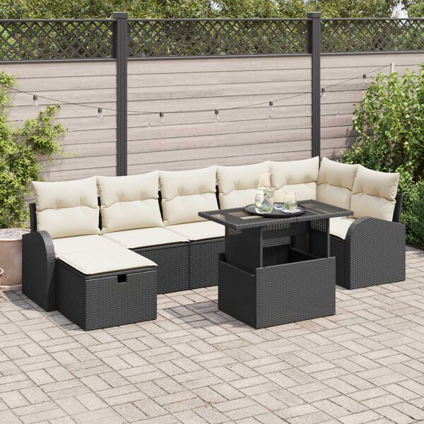 vidaXL Set de canapele pentru grădină cu pernă 8 pcs Negru Rattan poli