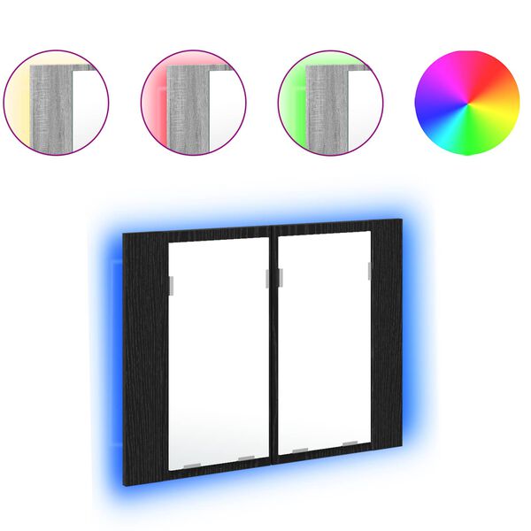 vidaXL Dulap cu oglindă pentru baie Stejar Negru 60 x 12 x 45 cm