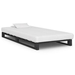 vidaXL Cadru de pat din paleți, gri, 90 x 200 cm, lemn masiv de pin