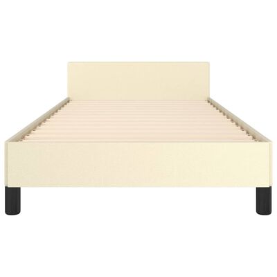 vidaXL Cadru de pat cu tăblie, crem, 90x190 cm, piele ecologică