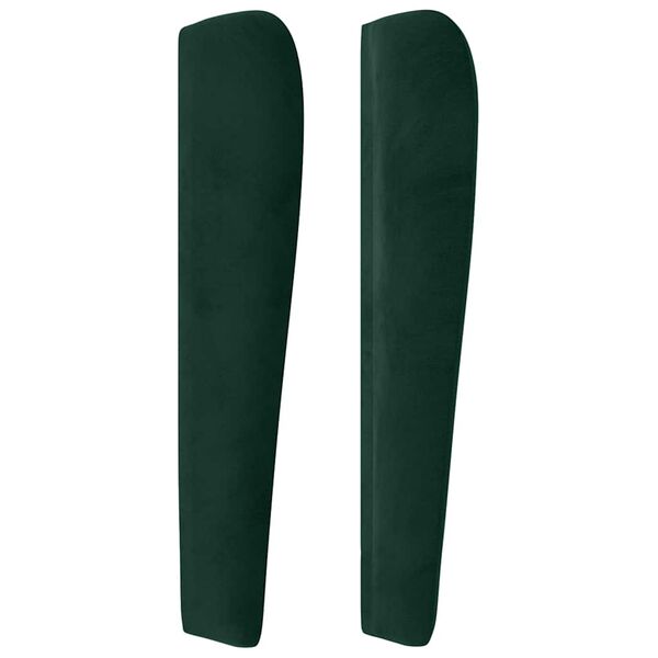 vidaXL Tăblie pat cu aripioare verde &icirc;nchis 203x23x118/128cm catifea