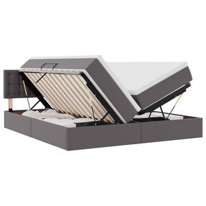 vidaXL Pat cu saltea și LED cu led Gri 200 x 200 cm Piele artificială