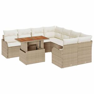 vidaXL Set de canapele pentru grădină 9 pcs Bej Rattan poli