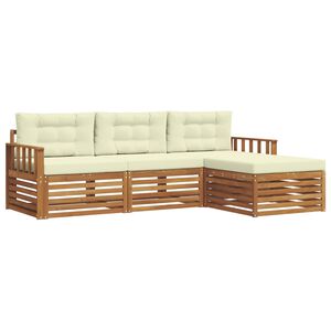 vidaXL Set de canapele de exterior 4 buc. Natural și Crem