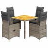 vidaXL Set bistro de grădină cu perne, 5 piese, gri, poliratan