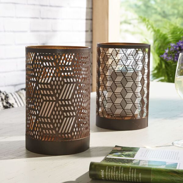 Luxform Lumină masă de grădină cu LED &bdquo;Swindon&rdquo;, maro și cupru