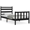 vidaXL Cadru de pat cu tăblie Small Single, negru, lemn masiv