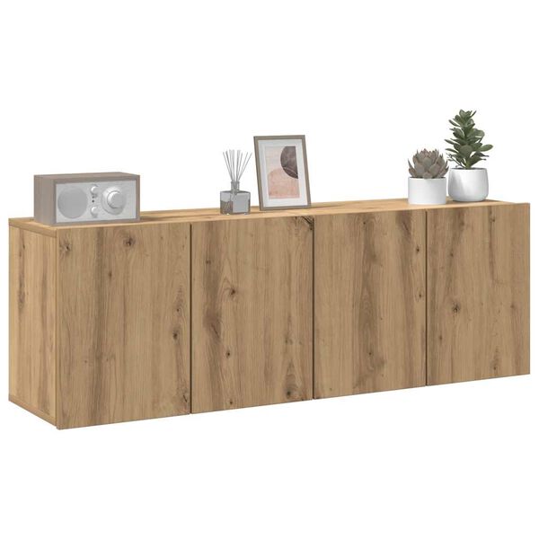 vidaXL Comodă TV de perete, 2 buc. stejar artizanal, 60x30x41 cm