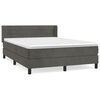 vidaXL Pat box spring cu saltea, gri &icirc;nchis, 140x200 cm, catifea