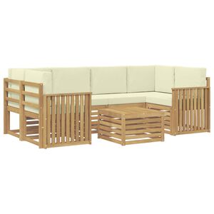 vidaXL Set de canapele de exterior 7 buc. Alb și crem Poliester