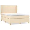 vidaXL Pat box spring cu saltea, crem, 140x200 cm, textil