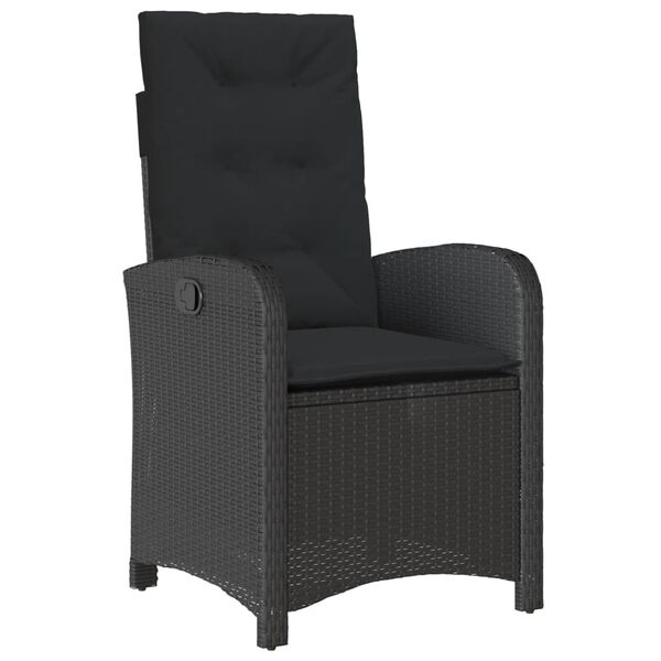 vidaXL Set mobilier de grădină cu perne, 9 piese, negru, poliratan