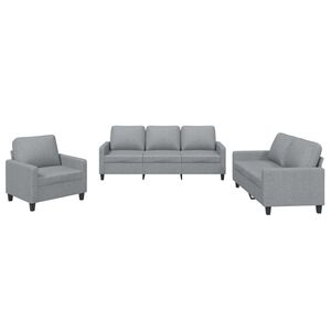 vidaXL Set de canapele cu perne, 3 piese, gri deschis, textil