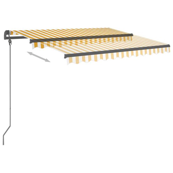 vidaXL Copertină retractabilă manual cu st&acirc;lpi galben&alb 3,5x2,5 m