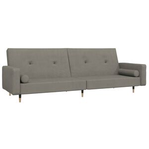 vidaXL Canapea extensibilă cu 2 locuri, 2 perne, gri deschis, catifea