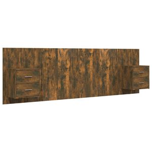 vidaXL Tăblie de pat cu dulapuri, stejar fumuriu, lemn prelucrat