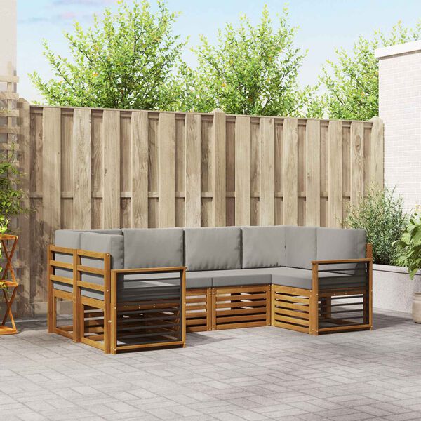 vidaXL Set canapea sectională cu pernă 6 pcs Gri natural și deschis