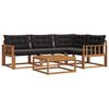 vidaXL Set de canapele de exterior cu pernă 5 pcs Natural și Negru
