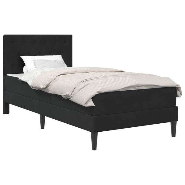 vidaXL Cadru de pat cu saltea cu headboard Negru 80 x 200 cm Catifea