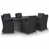 vidaXL Set mobilier de grădină, 7 piese, negru, poliratan