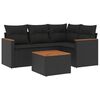 vidaXL Set mobilier de grădină cu perne, 5 piese, negru, poliratan
