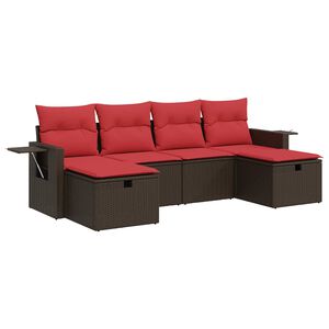 vidaXL Set canapele de grădină cu perne, 6 piese, maro, poliratan
