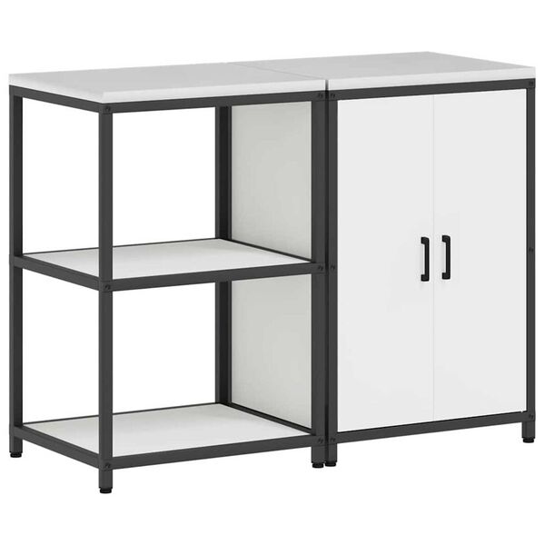 vidaXL Set de depozitare pentru bucătărie cu raft cu ușă 2 pcs Alb