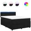 vidaXL Pat box spring cu saltea, negru, 140x200 cm, catifea