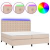 vidaXL Pat cu arcuri, cu saltea și LED cappuccino 200x200 cm piele eco