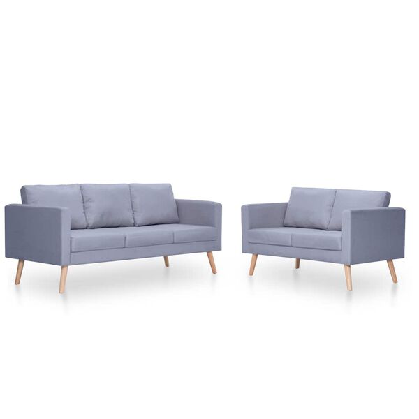 vidaXL Set canapele cu 2 locuri și 3 locuri, textil, gri deschis