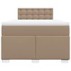 vidaXL Pat box spring cu saltea, cappuccino, 120x200cm piele ecologică