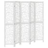 vidaXL Paravan cameră 5 panouri, alb, lemn masiv paulownia