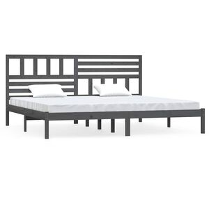 vidaXL Cadru de pat, gri, 200 x 200 cm, lemn masiv de pin