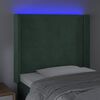 vidaXL Tăblie de pat cu LED, verde &icirc;nchis, 93x16x118/128cm, catifea