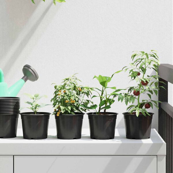 vidaXL Vaza pentru flori 200 pcs Negru &Oslash; 15 x 12.5 cm Plastic