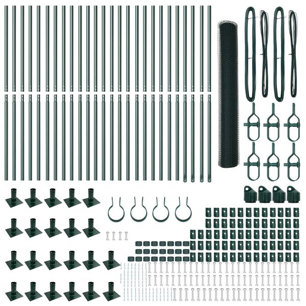 vidaXL Îngrădire cu stâlpi Verde 1.2 x 50 m otel acoperit cu PVC