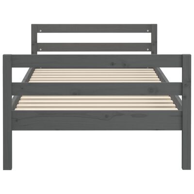 vidaXL Cadru de pat, gri, 90x200 cm, lemn masiv de pin