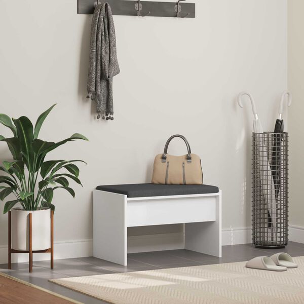 vidaXL Bancă pentru hol cu pernă Alb 63 x 38 x 40 cm