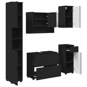 vidaXL Set de mobilier pentru baie 5 buc. Negru 35 x 30 x 192 cm