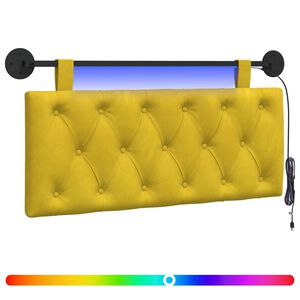 vidaXL Tăblie de pat suspendată Cu lumină LED Galben Catifea