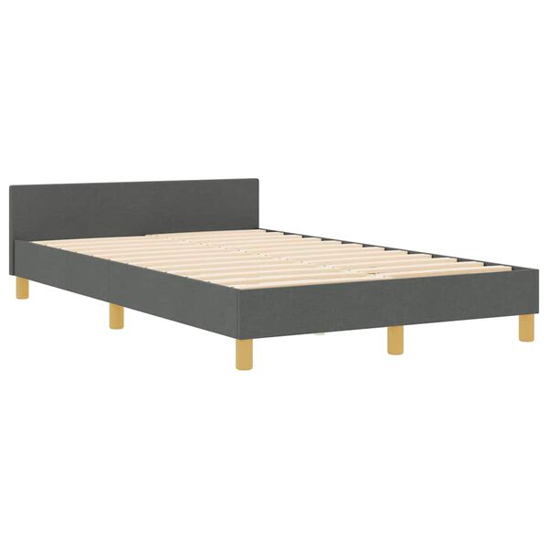vidaXL Cadru de pat cu headboard Gri închis 120 x 200 cm țesătură
