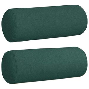 vidaXL Perne Bolster 2 pcs Verde &icirc;nchis &Oslash; 25 x 70 cm țesătură