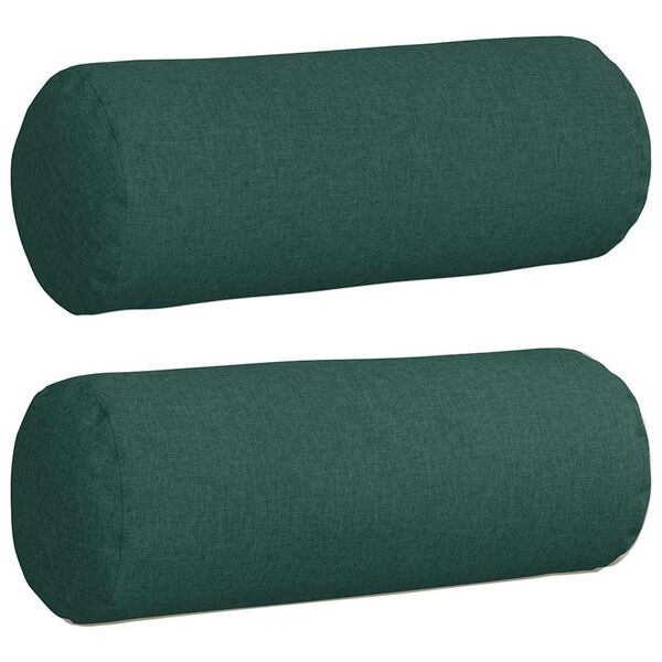 vidaXL Perne Bolster 2 pcs Verde &icirc;nchis &Oslash; 25 x 70 cm țesătură