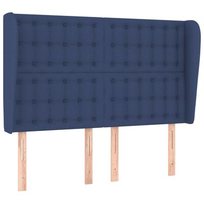 vidaXL Tăblie de pat cu aripioare, albastru, 147x23x118/128 cm, textil
